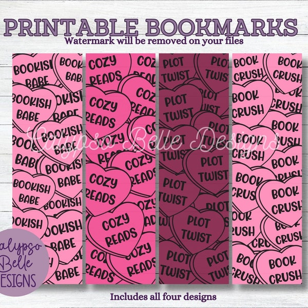 Valentine Bookmarks, Cozy Reading Bookmarks, Bookish Babe, Digital Printable Bookmarks, Digital Bookmark, Romance Reader Bookmark  PNG PDF