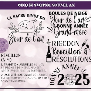 SVG du Nouvel An, SVG Francais, francuski SVG, 2025 Bonne Année, Résolutions Français, Québec SVG, Rigodon SVG, Veille du Jour de l'an SVG png