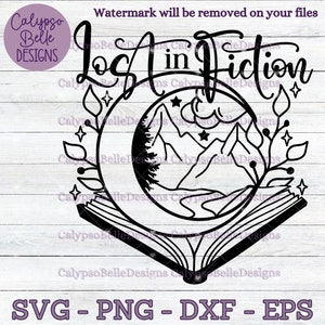 Fiktive Fernweh, Lost in Fiction svg, Wanderlust svg, Buch svg, Buchliebhaber svg, Fantasy Reader, Bücherwurm, Bücherwurm svg, Reader SVG PNG
