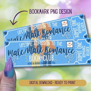 Book Club Bookmarks, MM Romance Bookmark, Digital Printable Bookmarks, Queer Book, LBGTQ+ Romance Bookmark, Admit One Ticket Bookmark, Yaoi