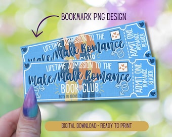 Book Club Bookmarks, MM Romance Bookmark, Digital Printable Bookmarks, Queer Book, LBGTQ+ Romance Bookmark, Admit One Ticket Bookmark, Yaoi