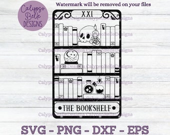 The Witchy Bookshelf Tarot Card svg / Witchy svg / Book svg / Reader tarot svg / Reader svg / Book tok svg / Bookish svg / TBR SVG png