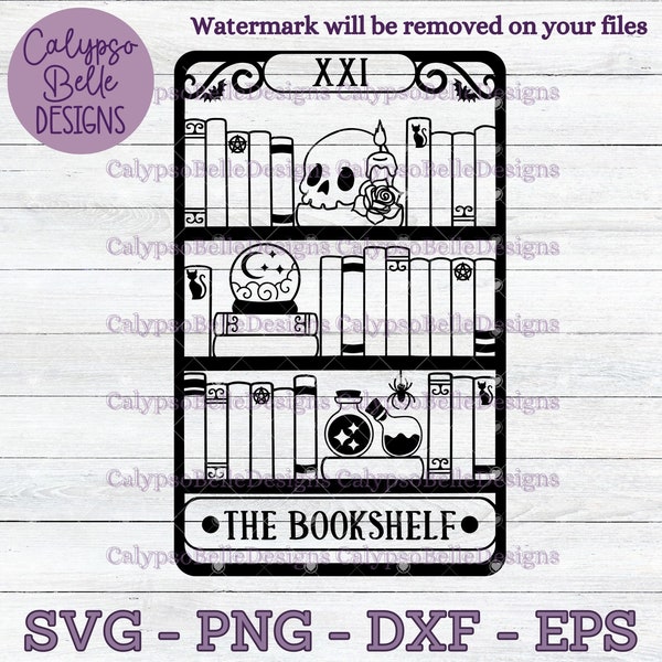 The Witchy Bookshelf Tarot Card svg / Witchy svg / Book svg / Reader tarot svg / Reader svg / Book tok svg / Bookish svg / TBR SVG png