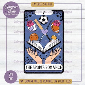 The Sports Romance Reader Tarot Karte svg, Hockey Romance Buch svg, Fußball svg, Romance Reader svg, Buch tok svg, Smut schlampe SVG PNG, EPS