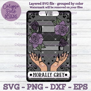 moralisch graue Tarot Karte svg / Romance Reader svg / Smut svg / Dark Romanze Buch svg / Abzug Warnung svg / Buchliebhaber / Buch Tropen SVG PNG