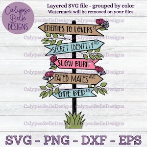 Boek Tropes svg / Tropes Street Sign / Romance Reader svg / Vijanden voor liefhebbers svg / Boek svg / Book Lover svg / Slow Burn / Tropes SVG PNG