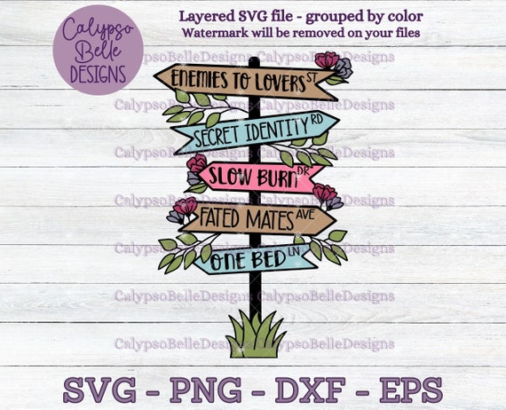 Book Tropes svg / Tropes Street Sign / Romance Reader svg / Enemies to lovers svg / Book svg / Book Lover svg / Slow Burn / Tropes SVG PNG