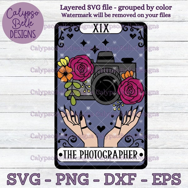 The Photographer Tarot Card svg / Photographer svg / Floral  Camera svg / Camera tarot card /  Photography SVG PNG, EPS