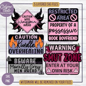 Bookish Sign SVG Bundle: Smut Reader, Morally Grey (Digital Download)