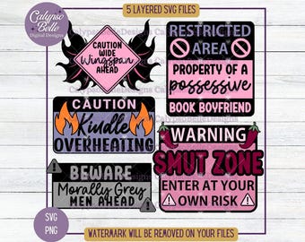 Bookish Sign SVG Bundle: Smut Reader, Morally Grey (Digital Download)