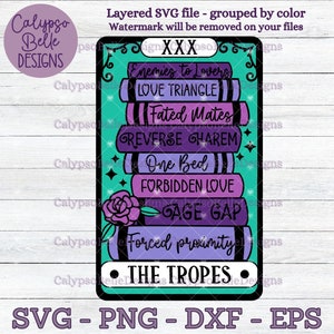 Buch Tropes Tarot Karte SVG / Romance Smut Buch SVG / Enemies to Lovers SVG / Buch SVG / Tropes SVG PNG, EPS