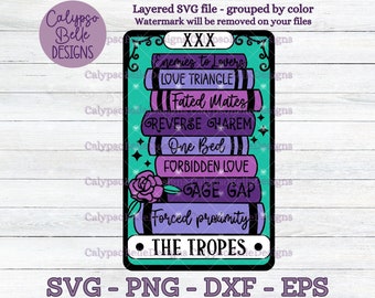 Book Tropes Tarot Card svg / Romance Smut book svg / Enemies to lovers svg / Book svg / Tropes SVG PNG, EPS