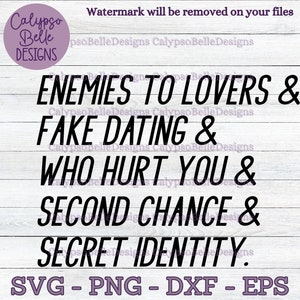 Feinde der Liebhaber Tropen svg / Book tok svg / Smutreader svg / Buchliebhaber / Warnhinweise, Fake-Dating, Second Chance Smut Bücher SVG PNG