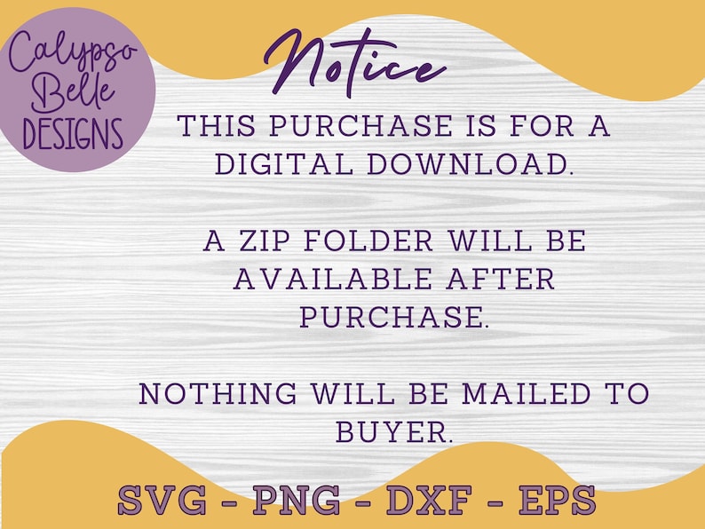 Pu&ograve; includere: Avviso: Questo acquisto &egrave; per un download digitale. Una cartella zip sar&agrave; disponibile dopo l'acquisto. Niente verr&agrave; spedito all'acquirente. SVG - PNG - DXF - EPS