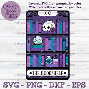 The Witchy Bookshelf Tarot Card svg / Witchy svg / Book svg / Reader tarot svg / Reader svg / Book tok svg / Bookish svg / TBR SVG png