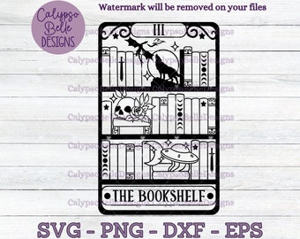 The Fantasy Bookshelf Tarot Card svg, Romantasy svg, Book svg, Reader tarot svg, Romance Reader svg, Book tok svg, Bookish svg, TBR SVG png