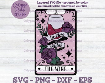 Il vino svg / Wine Tarot Card svg / Wine Glass svg / Wine svg / Alcohol svg / Wine Lover svg / Day Drunk / Trendy Wine SVG PNG, EPS