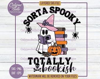 Spooky Bookish Ghost SVG: Halloween-lezing png (digitale download)