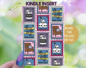Kindle-insats för genomskinligt fodral, Kindle-skinn, pappersvitt fodral, utskrivbart Kindle-omslag, Basic, Oasis, thrillerläsare, mordmysterieläsare