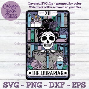 A carta de tarô do bibliotecário svg / O leitor de tarô svg / Book Tropes svg / Livro svg / Amante de livros svg / Romance Reader svg / Bibliotecário SVG png