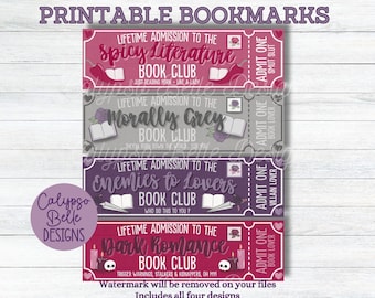 Book Club Bookmarks, Morally Grey Bookmark, Digital Printable Bookmarks, Enemies to Lovers, Dark Romance Bookmark, Admit One Ticket Bookmark
