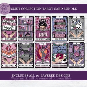 The Smut Reader Tarot Card Svg, Boek Svg, Smut Reader Svg, Romance Reader Svg, Booktok Svg, Bookish Svg, Tarotkaartbundel, TBR SVG PNG