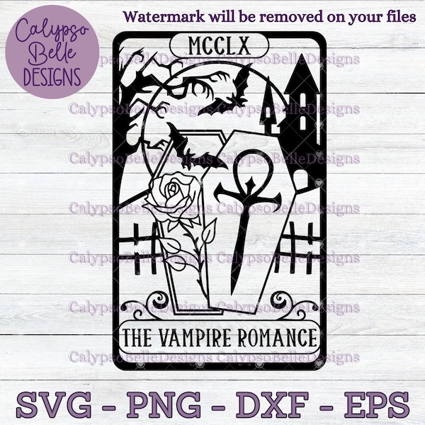 The Vampire Romance Tarot Card svg / Romance Book Tropes svg / Vampire svg / Vampire Smut svg / Romantasy svg / Fantasy Tropes SVG PNG, EPS