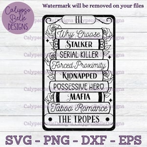 Buch Tropen Tarot Karte svg, Romance Smut Buch svg, Feinde der Liebhaber svg, Mafia, Stalker, Reader svg, Dark Romance, Buch svg, Tropen SVG PNG