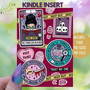Kindle Insert for Clear Case, Kindle Skin Paperwhite Case, Printable Kindle Cover, Basic, Oasis, Thriller Reader, Murder Mystery Reader