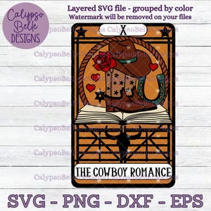 La carta del tarot romance del vaquero svg, libro svg, tarot lector romance svg, vaquero romance svg, vaquero svg, rancho svg, occidental svg png