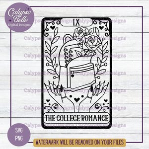 College Romance Tarot Card SVG, Romance Reader SVG, Smut Reader SVG, Student Teacher SVG, Academia Romance, Prep School, Reader Tarot PNG