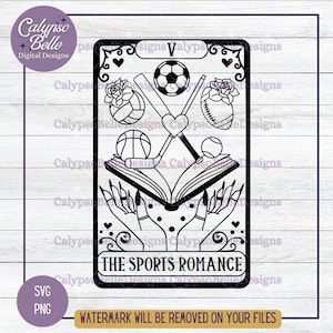 The Sports Romance Reader Tarot Card SVG, Hockey Romance Book SVG, voetbal SVG, Romance Reader SVG, Book tok SVG, Smut slet SVG PNG, EPS