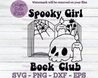 不気味な読書クラブ svg、深夜の読書クラブ、ホラー読書家、花柄の本の svg、ミステリー、スリラー読書家、スケルトンブック、不気味な読書愛好家 PNG