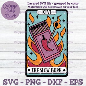 Slow Burn Tarot Karte svg, Der Leser svg, Romance Smut Buch svg, Spicy Bücher svg, Buch tok svg, Buch svg, Romance Reader, Smut Schlampe SVG PNG