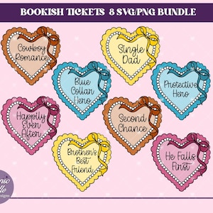 Book SVG Bundle, Book Trope, Spicy Book PNG, Reader Bundle, Coquette Hearts, Reading svg, Bookmark svg, Cowboy Romance, Second Chance svg