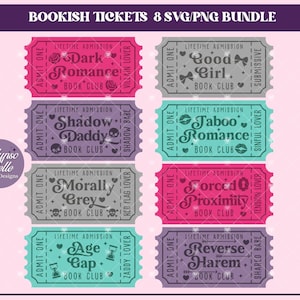 Buch SVG Bundle, Buch Tropen, Spicy Buch PNG, Dark Romance Bundle, Bookish Ticket Bundle, Lesezeichen svg, Lesezeichen svg, Romance Reader, Ticket