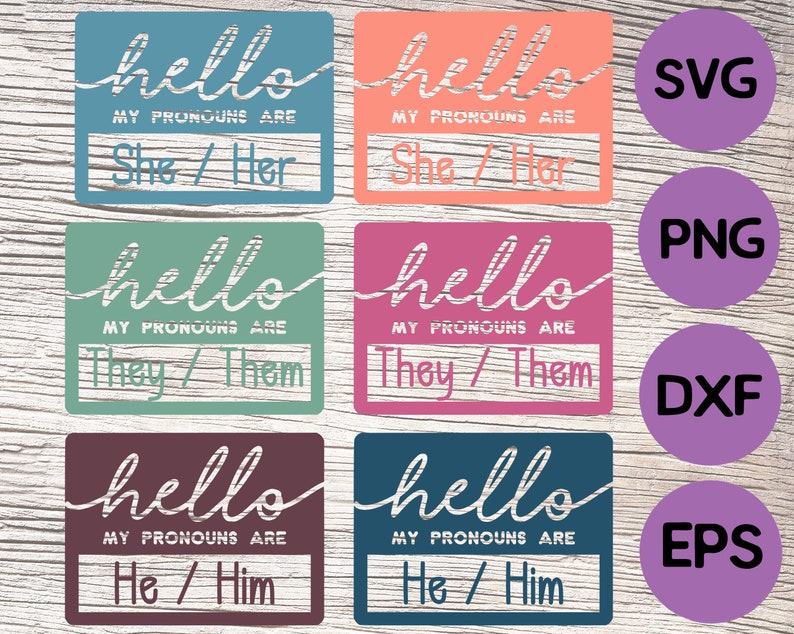 Pronoun Svg / Pronouns They Them She Her He Him Stickers / - Etsy Canada