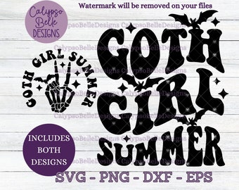 Goth Girl Summer svg / Goth Girl svg / Goth svg /  Gothic svg / Skeleton svg / Skeleton Peace svg / Retro svg / Pocket svg / Trendy SVG PNG