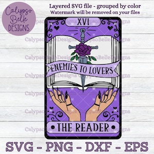 Feinde für Liebhaber Tarot Karte svg / Romanze Smut Buch svg / Reader Tarot svg / Feinde für Liebhaber svg / Buch Tok svg / Smut Schlampe SVG PNG, EPS