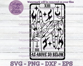 The Witch Tarot Card svg / Witchy svg / As Above so Below svg / Mystical svg,  Spooky Witch svg / Spooky Reader svg / Book Lover SVG PNG