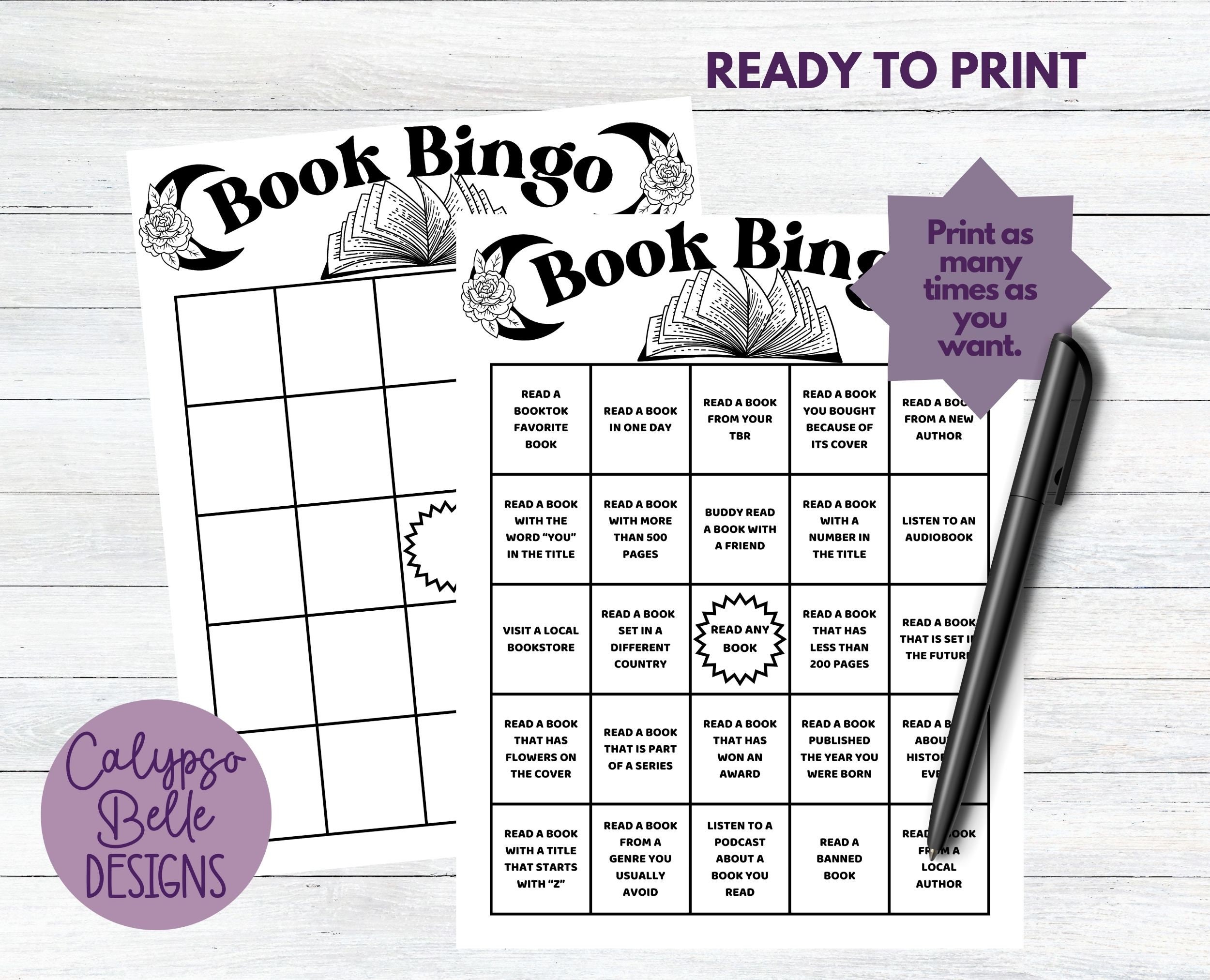 Book Bingo, Book Bingo Printable, A5 Journal Page, Reading Challenge ...