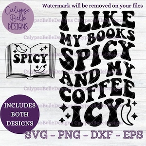 I like my books spicy and my coffee icy svg / Romance Smut book svg / Wavy text svg / Book tok svg / Smut reader SVG PNG, EPS