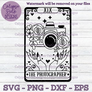 The Photographer Tarot Card svg / Photographer svg / Floral  Camera svg / Camera tarot card /  Photography SVG PNG, EPS