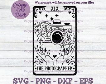 El fotógrafo Tarot Card svg / Fotógrafo svg / Floral Camera svg / Camera tarot card / Fotografía SVG PNG, EPS