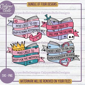 Svg le plus susceptible de regrouper, svg livresque assorti, livre petit ami svg, svg méchant, livres svg anti-héros, autocollant romance, Smut Reader svg PNG