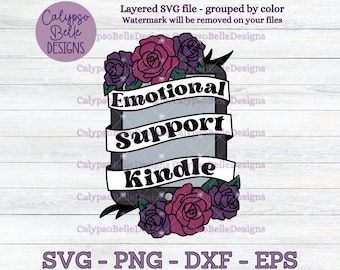 Emotional Support Kindle SVG: Romance Book Reader Design (Digital Download)