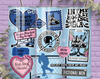 Hockey Romance 20 oz Skinny Tumbler Wrap, Spicy Books png, Smut Reader, Romance Reader, Book Lover Tumbler, Sublimation Seamless Design