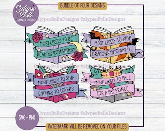 Bookish SVG Bundle: Romantasy, Dragons, Fae (Digital Download)