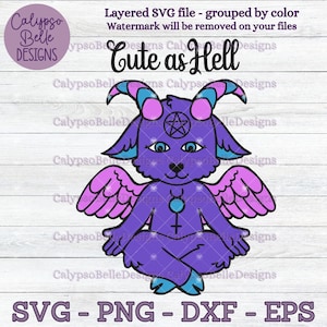 Baphomet svg / Cute as Hell / Pastel Goth svg / Devil svg / Goth svg / Cute Devil svg / Gothic Devil Layered SVG, PNG, EPS