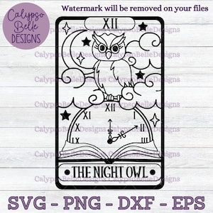 The Night Owl Tarot Card svg / Romance book svg / Fictional Wanderlust svg / Book svg / Book lover / Bookish svg / Late Night Reader SVG PNG